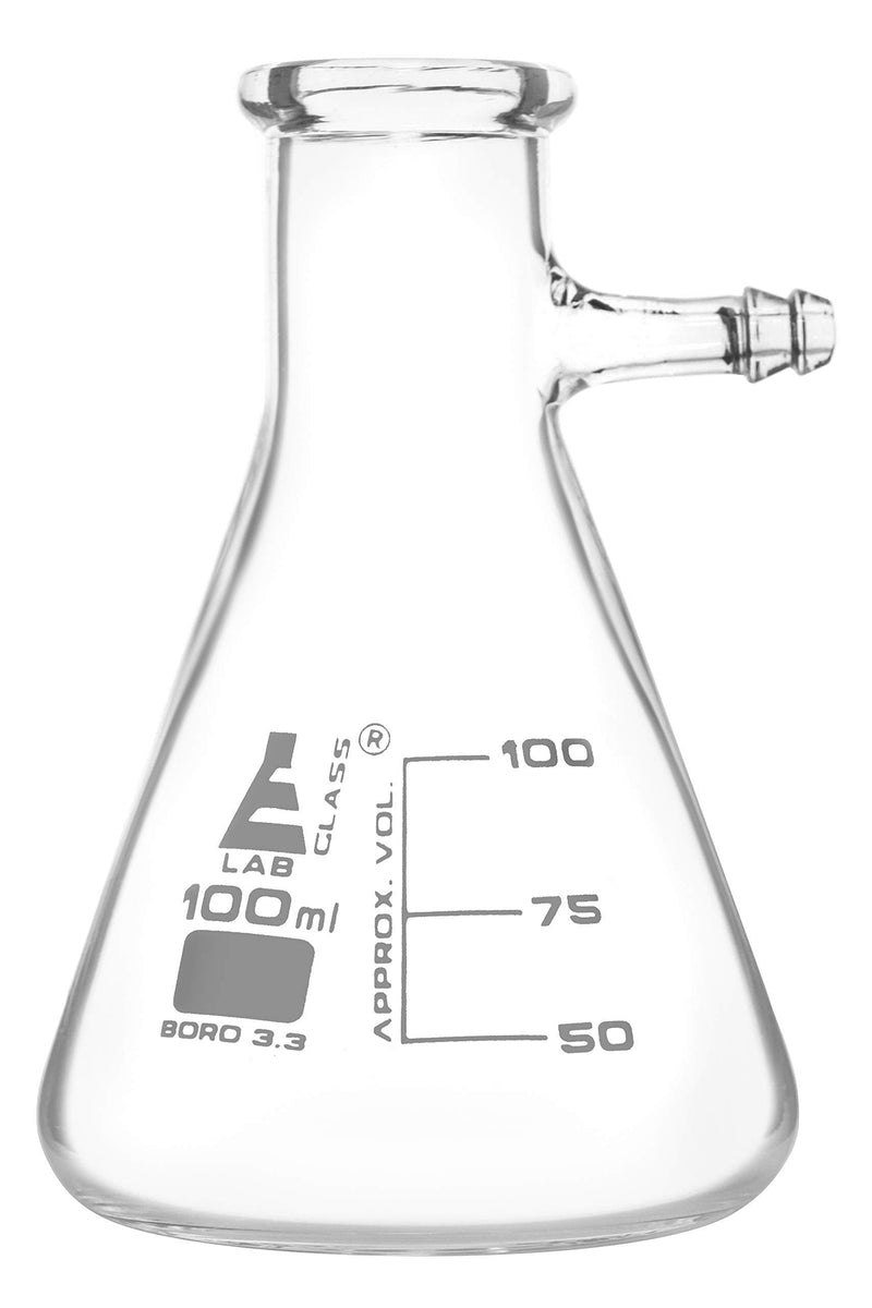 Filtering Flask, 100ml - Integral Side Arm - White Graduations - Borosilicate Glass - Eisco Labs - LeoForward Australia