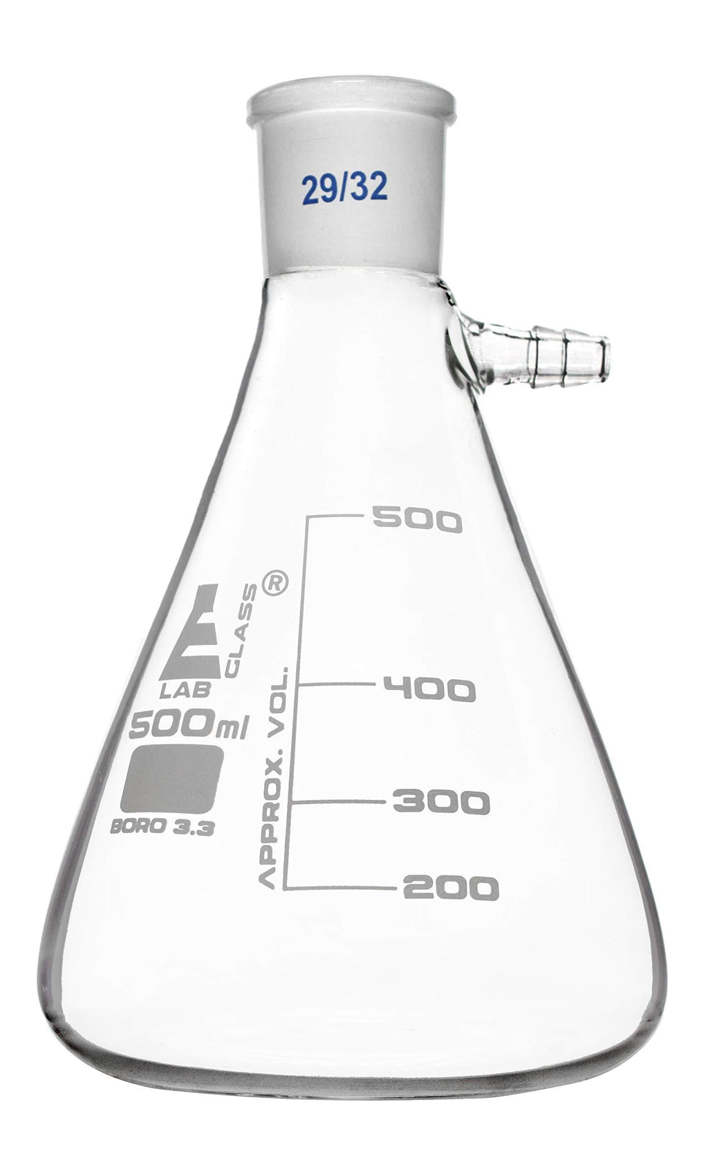 Buchner Filter Flask, 500ml - 29/32 Socket Size Joint - Side Arm - Borosilicate 3.3 Glass - Eisco Labs - LeoForward Australia