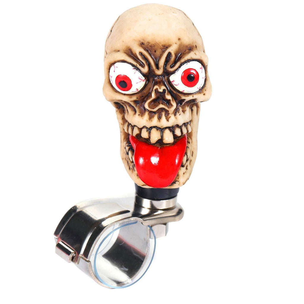  [AUSTRALIA] - Bashineng Suicide Spinner Big Tongue Skull Style Power Handle Control Steering Wheel Knob Fit Most Car (Beige)