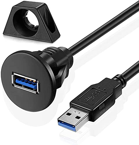  [AUSTRALIA] - Small USB 3.0 Male to Female AUX Flush Panel Mount Extension Cable for Car Truck Boat Motorcycle Dashboard 3ft 3 feet