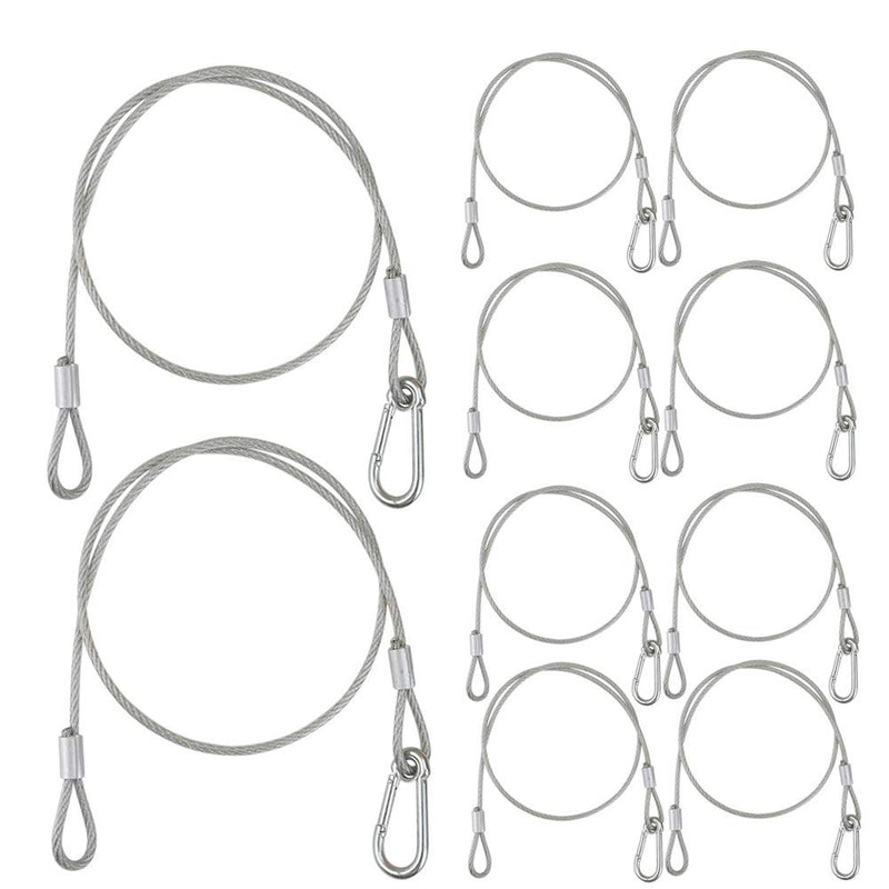  [AUSTRALIA] - 10PCS WorldLite Premium Stage Lights Safety Cable, 110lb Load Duty and 4mm in diameter, 31.5’’ Stainless Steel Safety Rope for Stage Lighting Par Light Moving Head Light 31.5" length 4mm in diameter