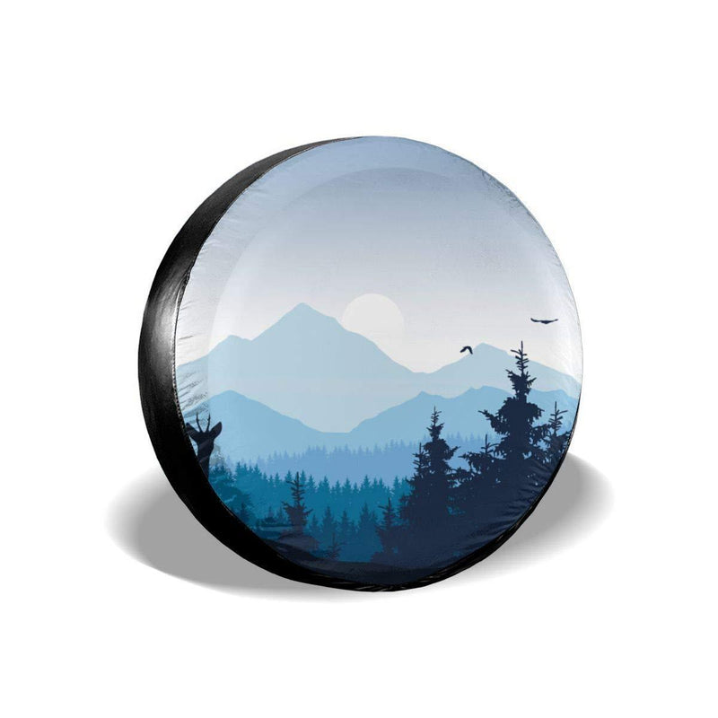 smartgood Realistic Mountain Landscape Forest Nature Abstract Spare Wheel Tire Cover Waterproof Dust-Proof Universal for Jeep,Trailer, RV, SUV and Many Vehicle 14" 15" 16" 17" 14 inch - LeoForward Australia