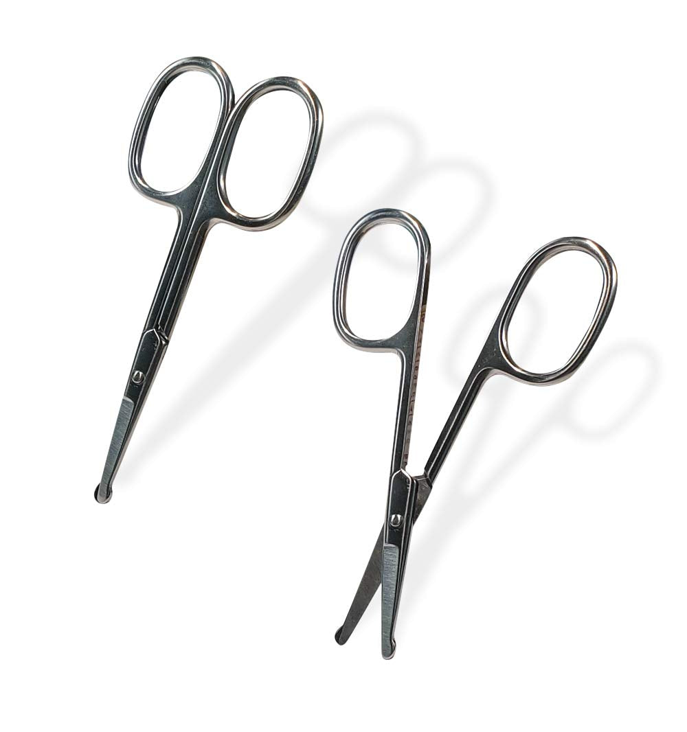  [AUSTRALIA] - SpitJack Small, Sharp, Precision, Mini Scissors for Kitchen, Twine, String, Herbs, Sewing, Moustache, Beard, and Nose Hair. Safe for Children, Adult and Pet Grooming. 4 Inch, SS. 2 Pack.