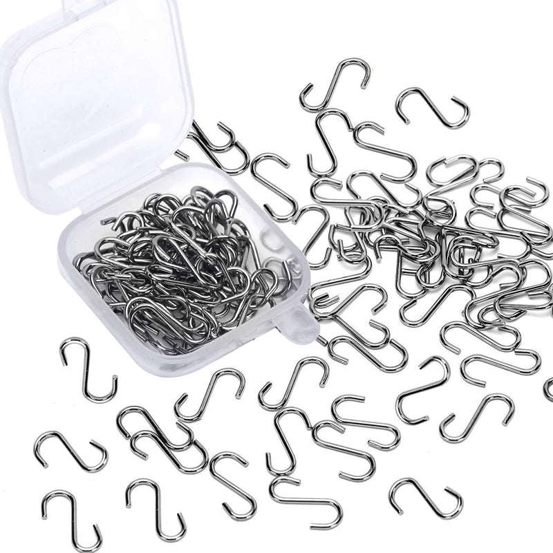 Senkary 100 Pieces 0.55 Inch Length Mini S Hooks Small S Hooks Connectors Metal S-Shaped Hangers for Crafts, Jewelry and Hanging (Silver) Silver - LeoForward Australia