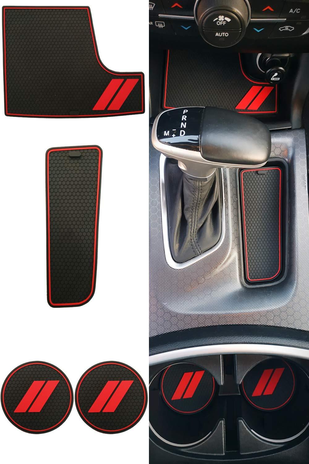  [AUSTRALIA] - GRIDREADY Custom Fit for 2015-2020 Dodge Charger Cup Holder Insert & Center Console Shifter Liner Trim Mats | Custom Fit Non Slip Storage Bin Mat Set | Interior Accessories (4 pcs) Cup Holder & Center Console