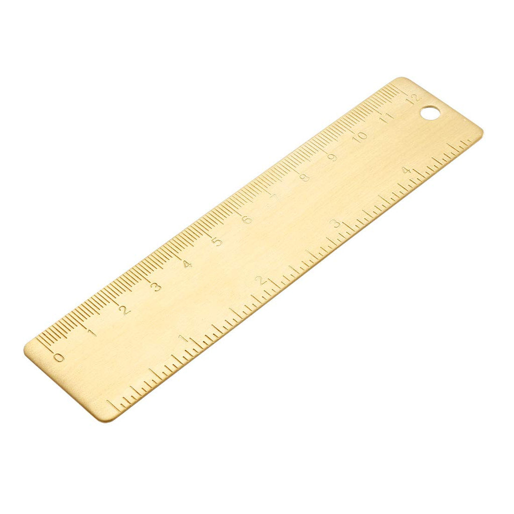  [AUSTRALIA] - uxcell Straight Brass Ruler 120mm 4 Inches Metric Measurement Tool Drawing Measuring Ruler 1mm Thickness