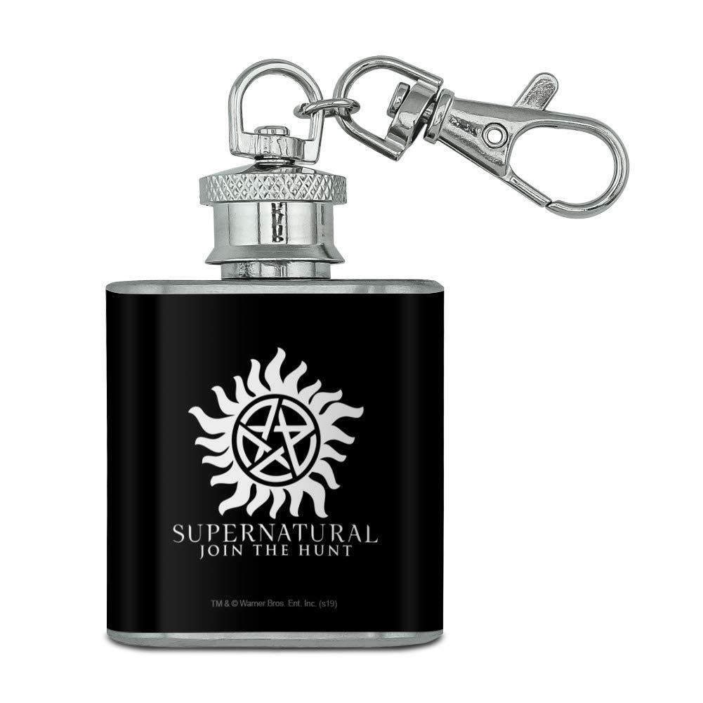 [AUSTRALIA] - Supernatural Anti Possession Symbol Stainless Steel 1oz Mini Flask Key Chain