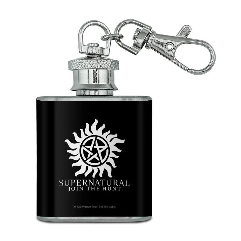  [AUSTRALIA] - Supernatural Anti Possession Symbol Stainless Steel 1oz Mini Flask Key Chain