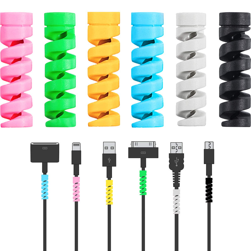  [AUSTRALIA] - 120 Pieces Charger Cable Saver, Mouse Cable Protector, Silicone Flexible Cable Wire Protector Management Organizer, Spiral Cable Protector in 6 Colors for All Cellphone Data Lines