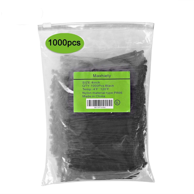  [AUSTRALIA] - zip ties 4 inch, heavy duty cable nylone cable ties (Bulk Pack of 1000 Black)