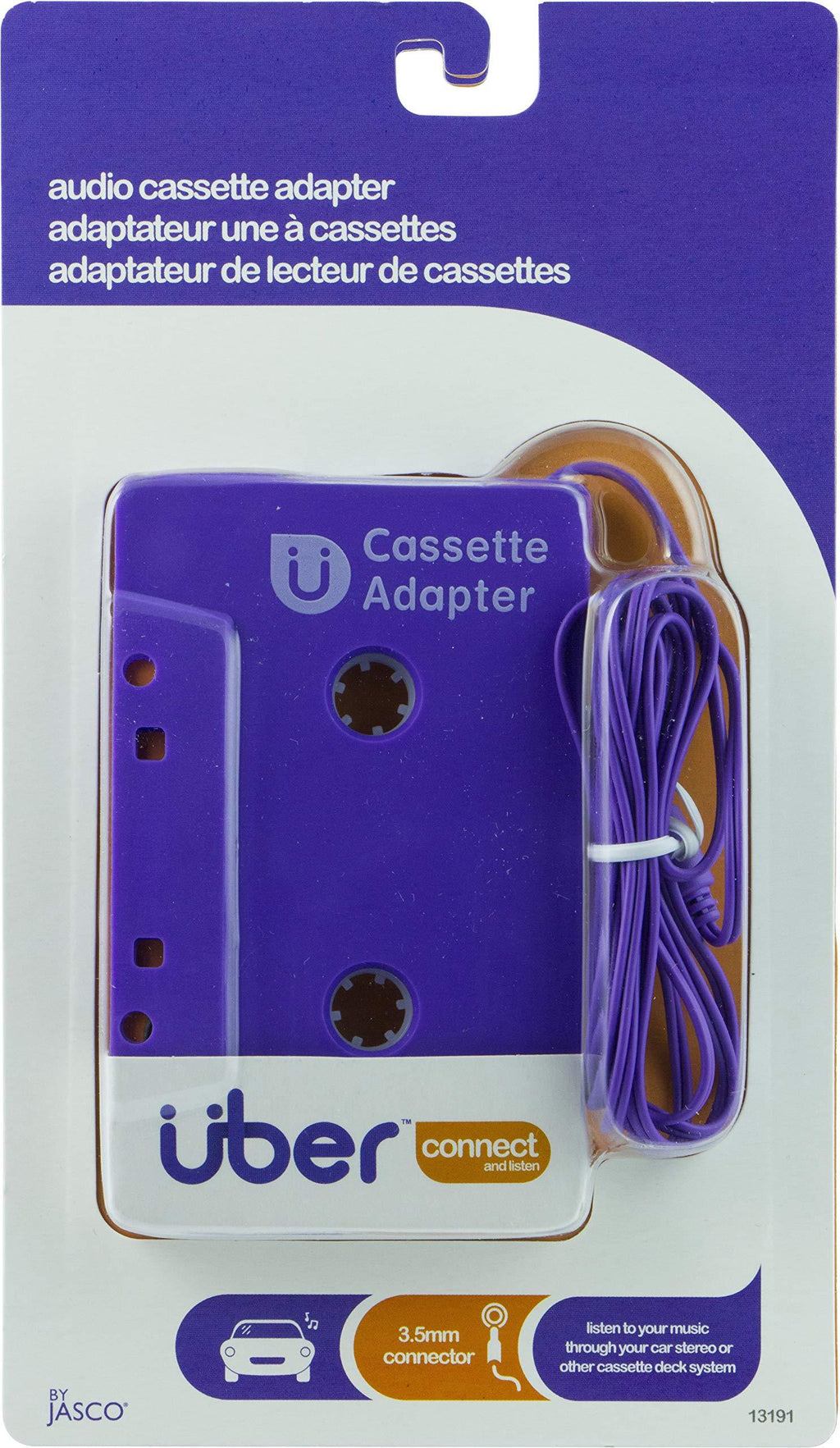 Uber Car Stereo Cassette to Aux Adapter, 3.5mm Headphone Jack, for Smartphone, Tablet, iPod, CD Player, and Other Mobile Devices, Purple, 13191 - LeoForward Australia