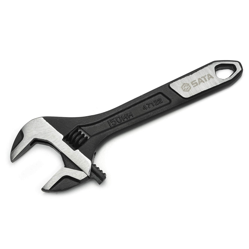  [AUSTRALIA] - SATA 6-Inch Professional Extra-Wide Jaw Adjustable Wrench with Forged Alloy Steel Body and a Chrome Plated Finish - ST47122 6"