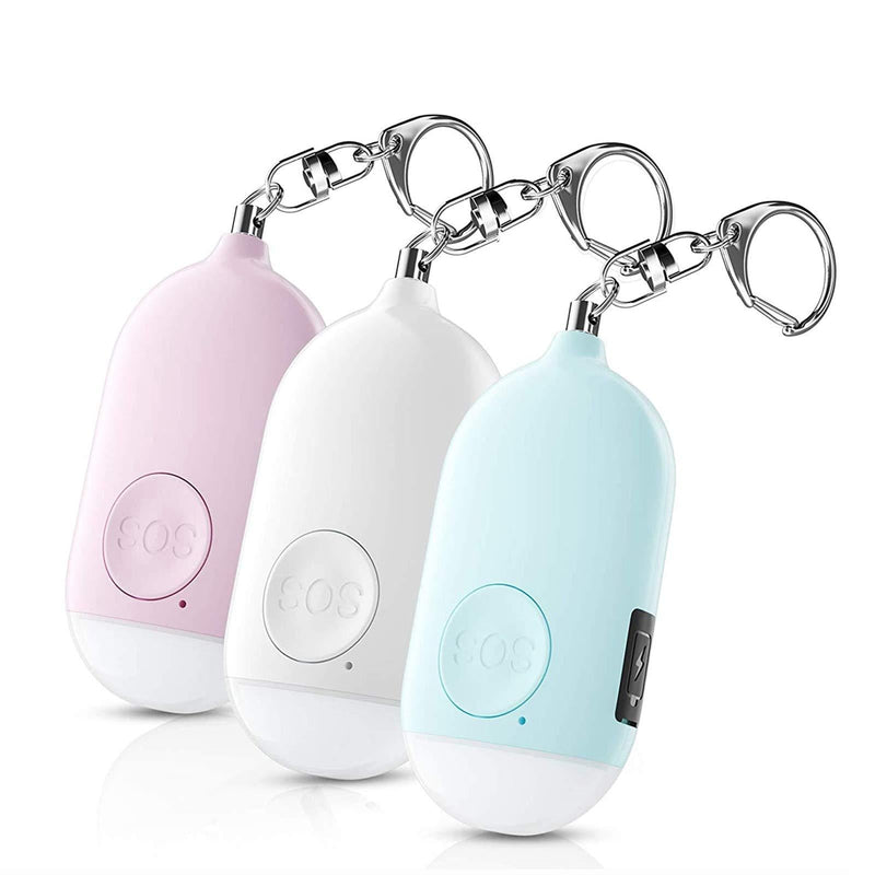  [AUSTRALIA] - Safesound Personal Alarm Siren Song 3 Pack - 130dB Self Defense Alarm Keychain Emergency LED Flashlight with USB Rechargerable - Security Personal Protection Devices for Women Girls Kids Elderly