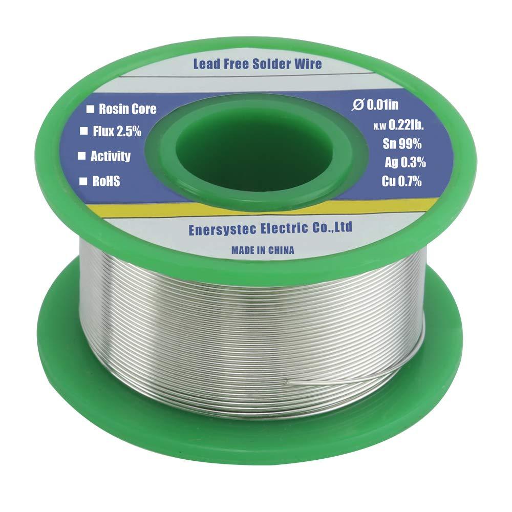  [AUSTRALIA] - Ultra Thin Solder Wire Lead Free 0.01in (0.3mm) Rosin Core Flux Alloy Soldering 2.5% Sn99 Ag0.3 Cu0.7 Flow 0.22lb. for High Precision Electronics Soldering