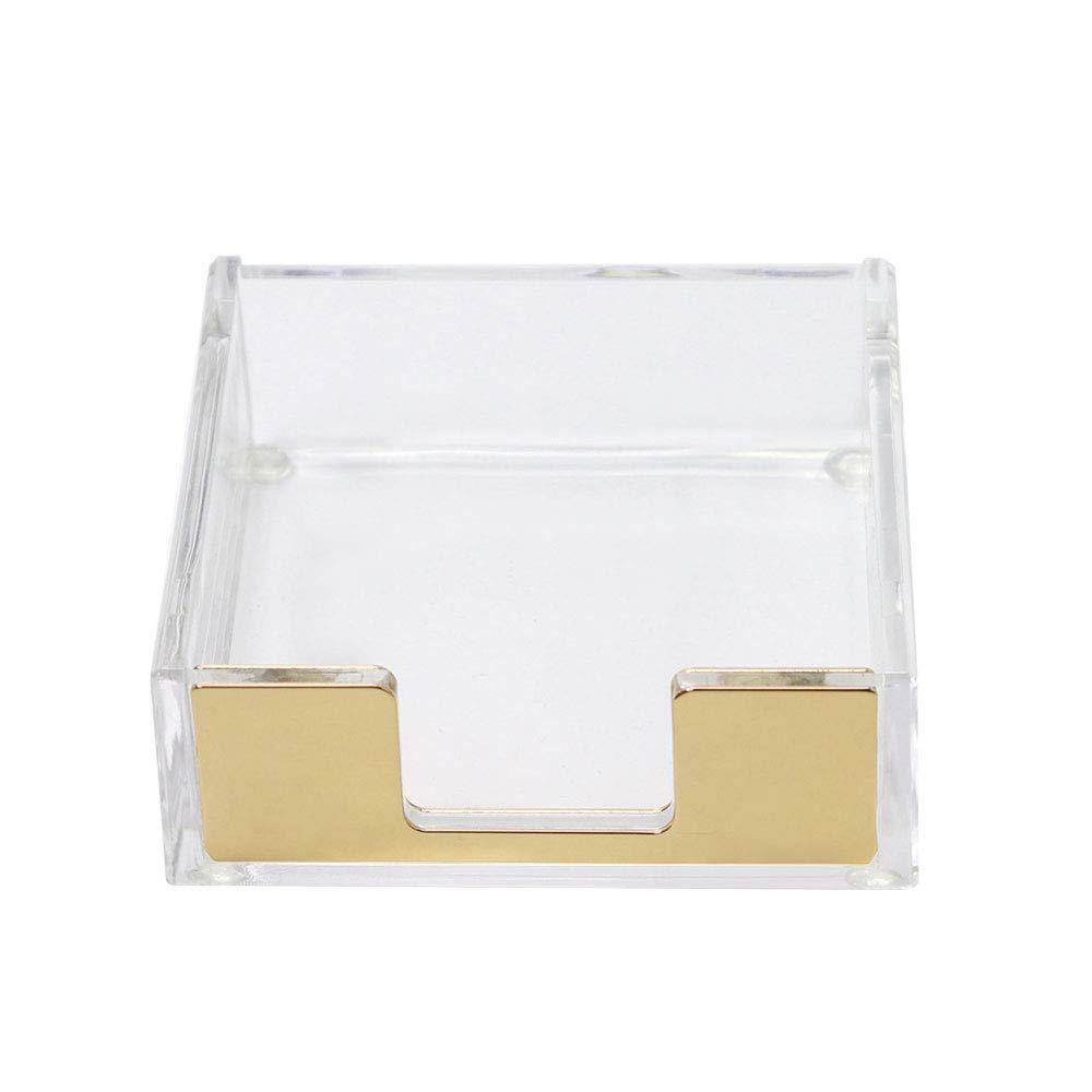 Buqoo Acrylic Sticky Notes Pad Holder Desktop Organizer 3.5x3.3 Inch Memo Holder for Office Home Desk Supplies(Gold) Gold - LeoForward Australia