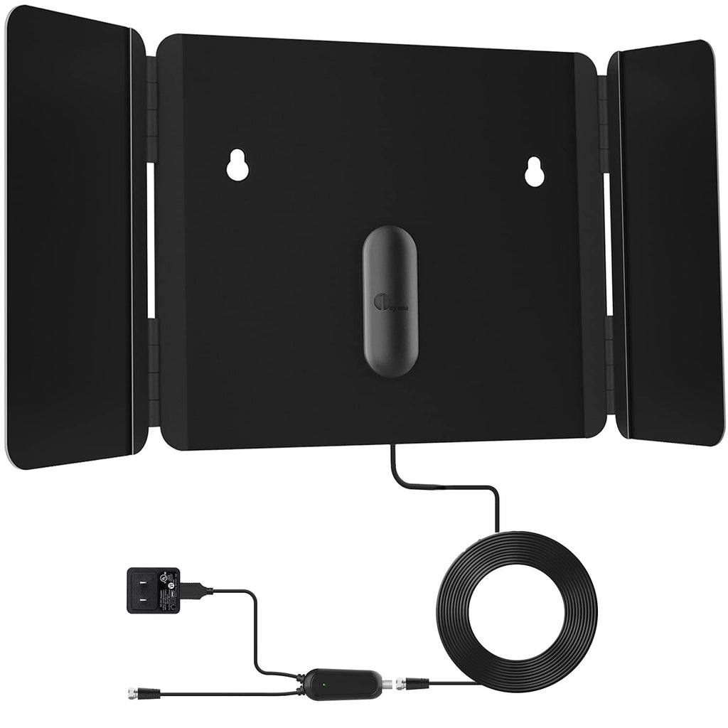  [AUSTRALIA] - 1byone TV Antenna - Amplified HD Digital Indoor TV Antenna Up to 200+ Miles Range Support 4K 1080P and All TVs with HDTV Powerful Singal Booster, 17ft Coax Cable