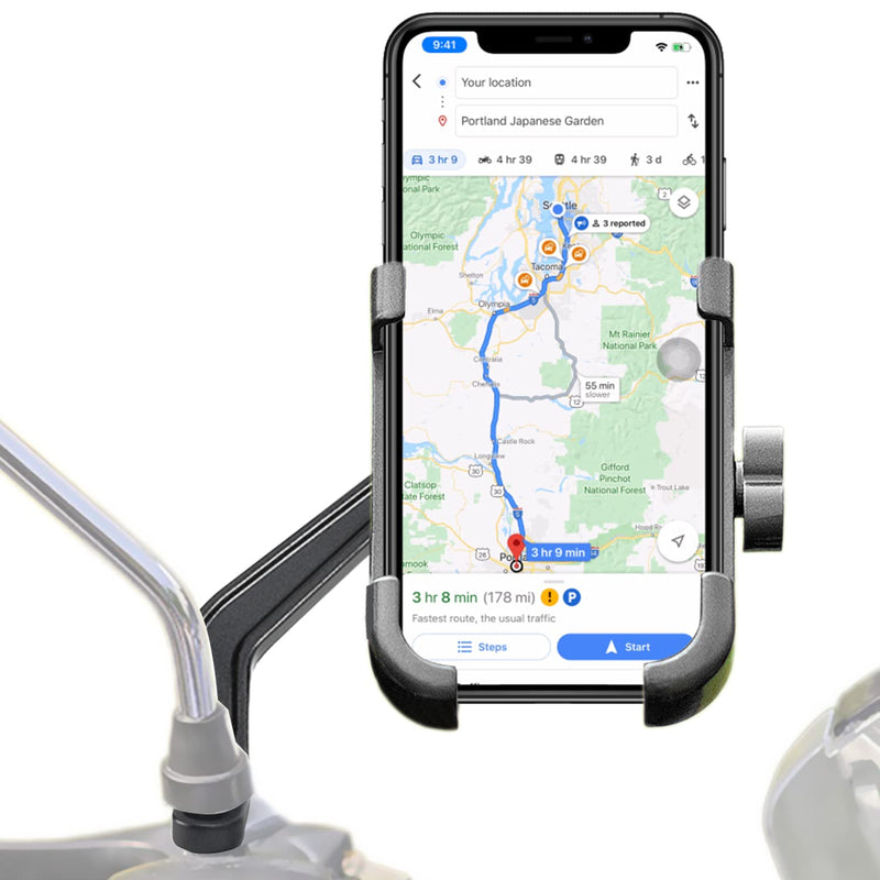  [AUSTRALIA] - Homeet Motorcycle Phone Mount, Metal Motorcycle Phone Holder Motorbike Rearview Mirror Smartphone Holder Mount Universal 【Φ10mm】- 360° Rotation Adjustable - Aluminum Alloy Metal Alloy