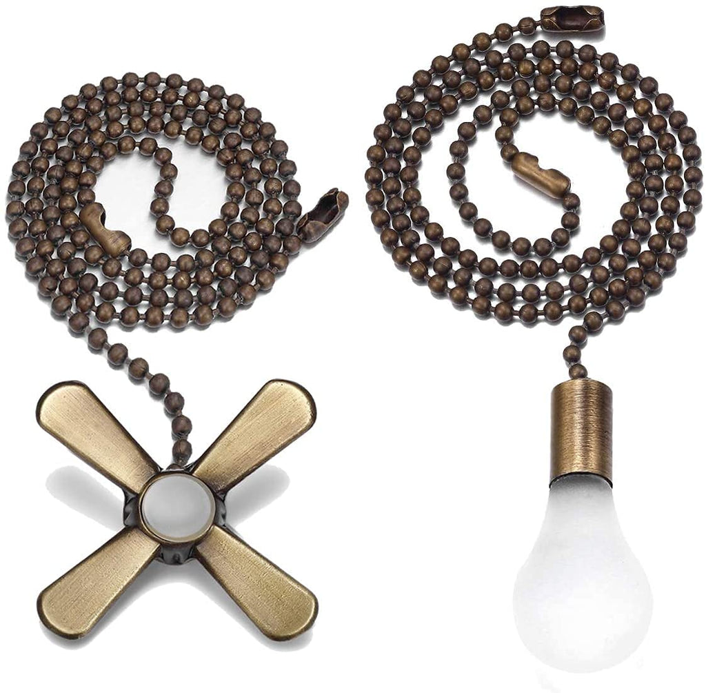  [AUSTRALIA] - Bronze Light and Fan Cord Ceiling Pull Chain with 2pcs 12-inches Extension Chains Bronze