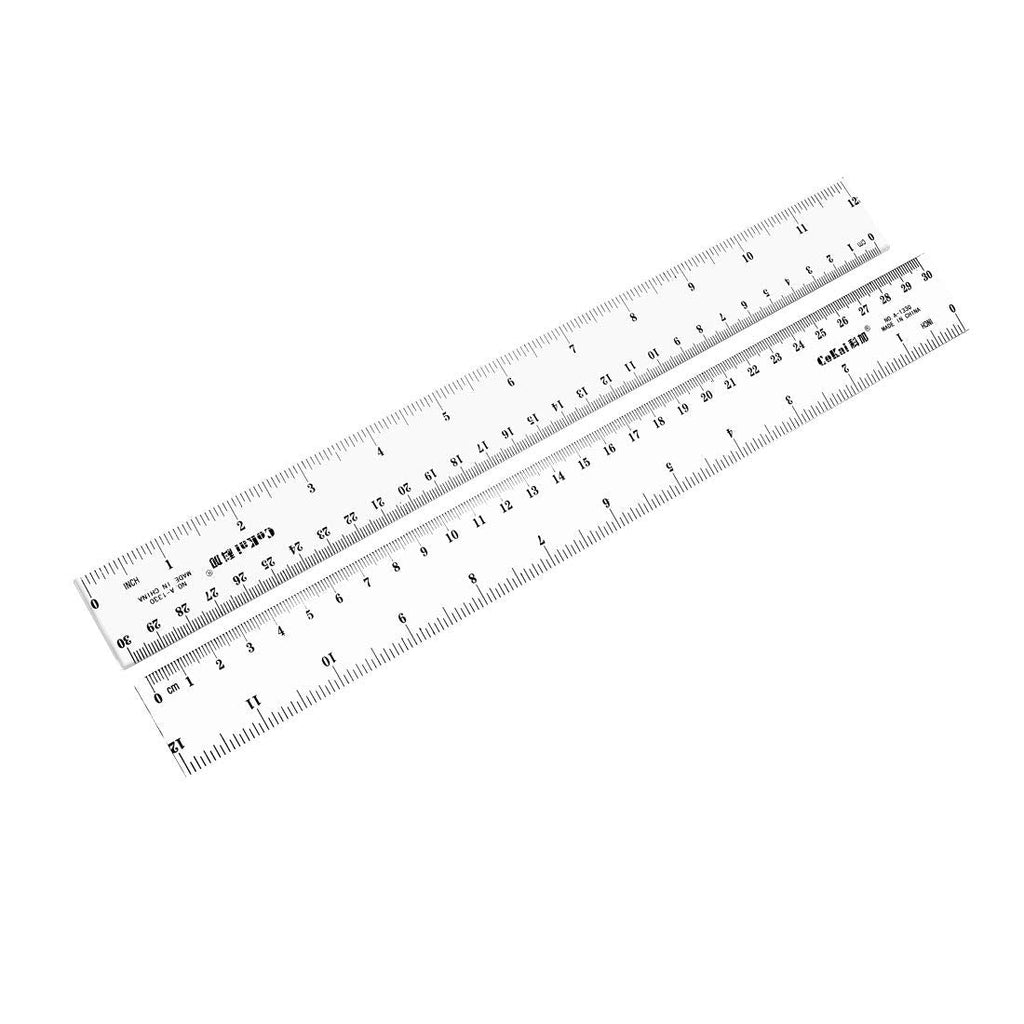  [AUSTRALIA] - uxcell Straight Ruler Measuring Tool 30cm 12 Inch Metric Inch Plastic for Engineering Office Architect and Drawing 2pcs