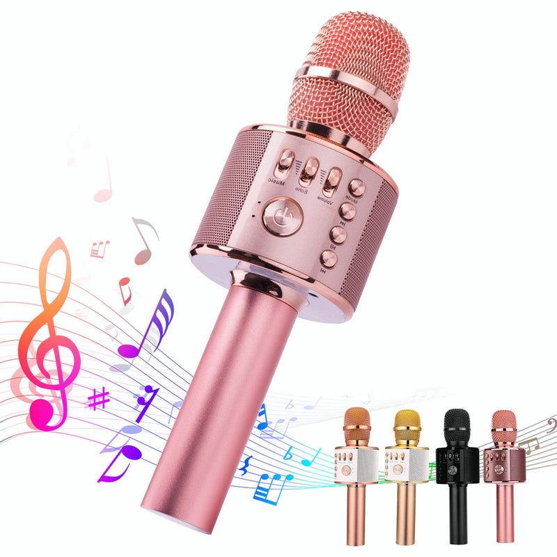  [AUSTRALIA] - Ankuka Karaoke Microphone Bluetooth, 3 in 1 Multi-Function Handheld Karaoke Machine for Kids, Portable Mic Home, Party Singing(Rose Gold Plus) Rose Gold Plus
