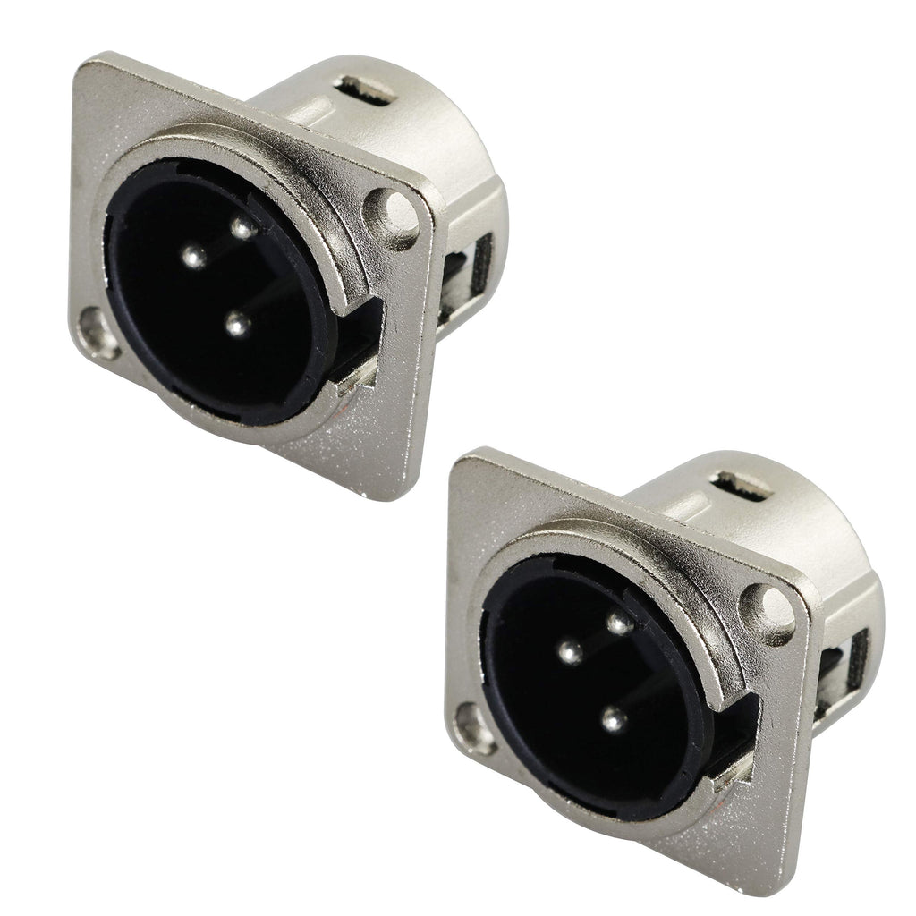  [AUSTRALIA] - Tegg XLR 3-Pin Male Jack 2PCS 3 Pin Metal Panel Mount Chassis Microphone Mic Socket Audio D Connector