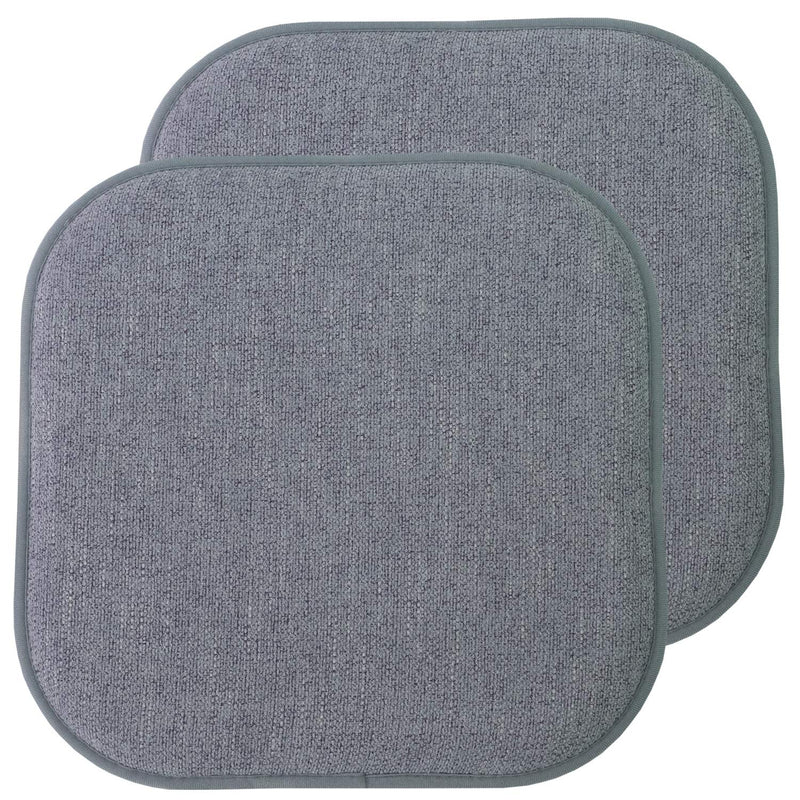  [AUSTRALIA] - Sweet Home Collection Chair Cushion Memory Foam Pads Honeycomb Pattern Slip Non Skid Rubber Back Rounded Square 16" x 16" Seat Cover, 2 Pack, Alexis Blue/Gray