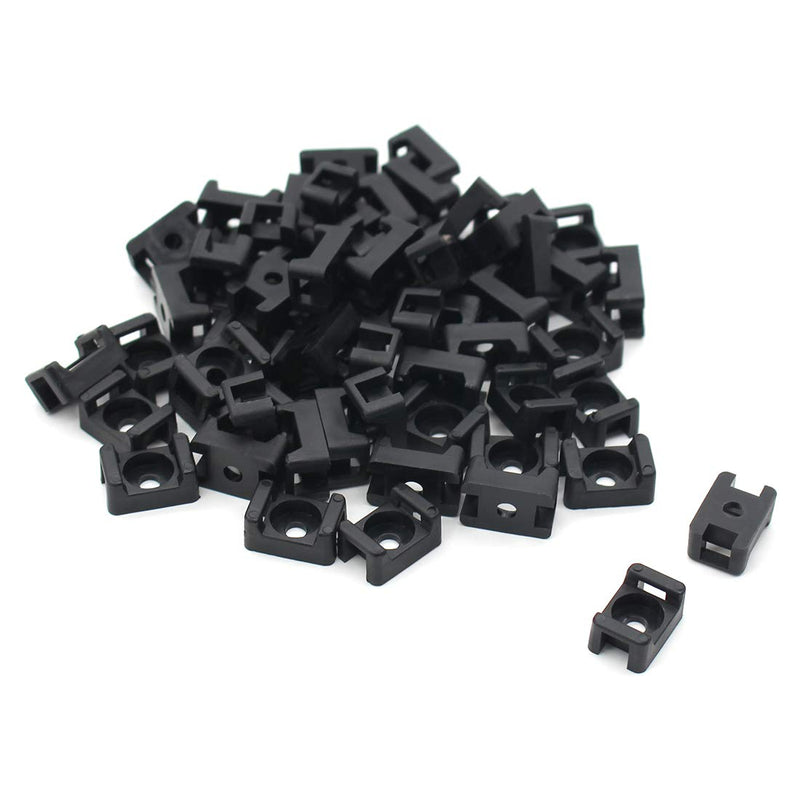  [AUSTRALIA] - (100 Of Pack) Black 4.5mm Cable Tie Mount Base Saddle Type Mount Screw Wire Bundle Base Holder Width Cable Large Size 0.6 inch 4.5mm Black(100 of Pack)