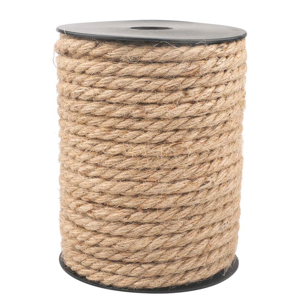  [AUSTRALIA] - 60 Feet 6mm Jute Thick Twine,Strong Hemp Rope,Natural Heavy Duty Twine for Crafts,Cat Scratch Post,Bundling,Gardening Applications 6mm/60 ft