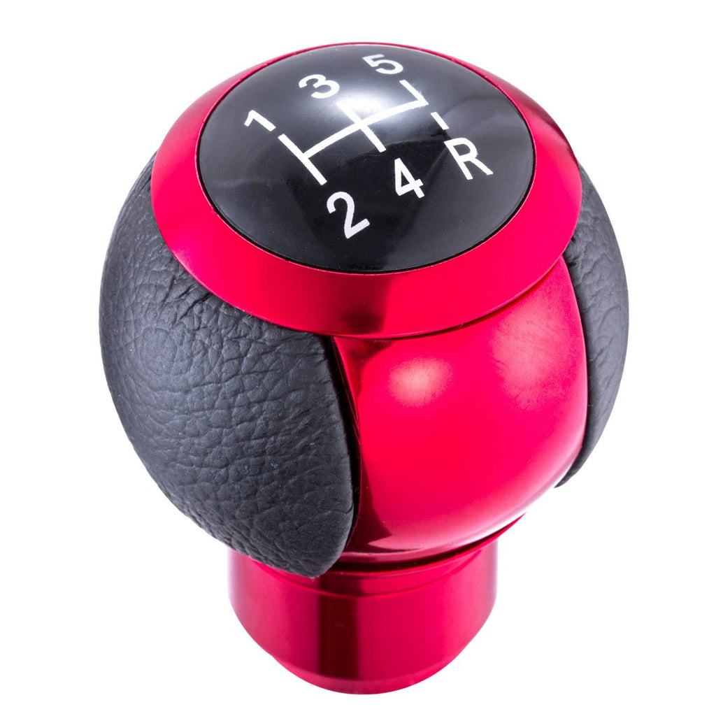  [AUSTRALIA] - Arenbel 5 Speed Gear Stick Head Leather Shifting Shift Knob Lever Shifter Handle fit Most Manual Automatic Cars, Red