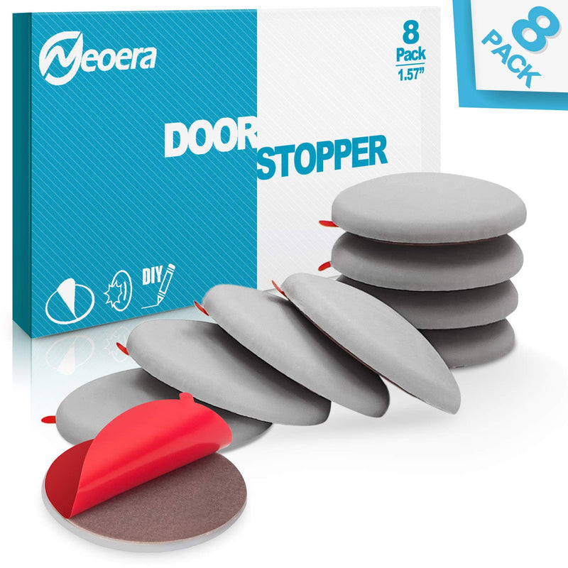  [AUSTRALIA] - Neoera Door Stopper Wall, 1.57" Round Soft Rubber Door Stop, Silicon Wall Protector, Premium Self Adhesive Door Bumper (Gray, 1.57" 8 Pack) Gray 1.57"