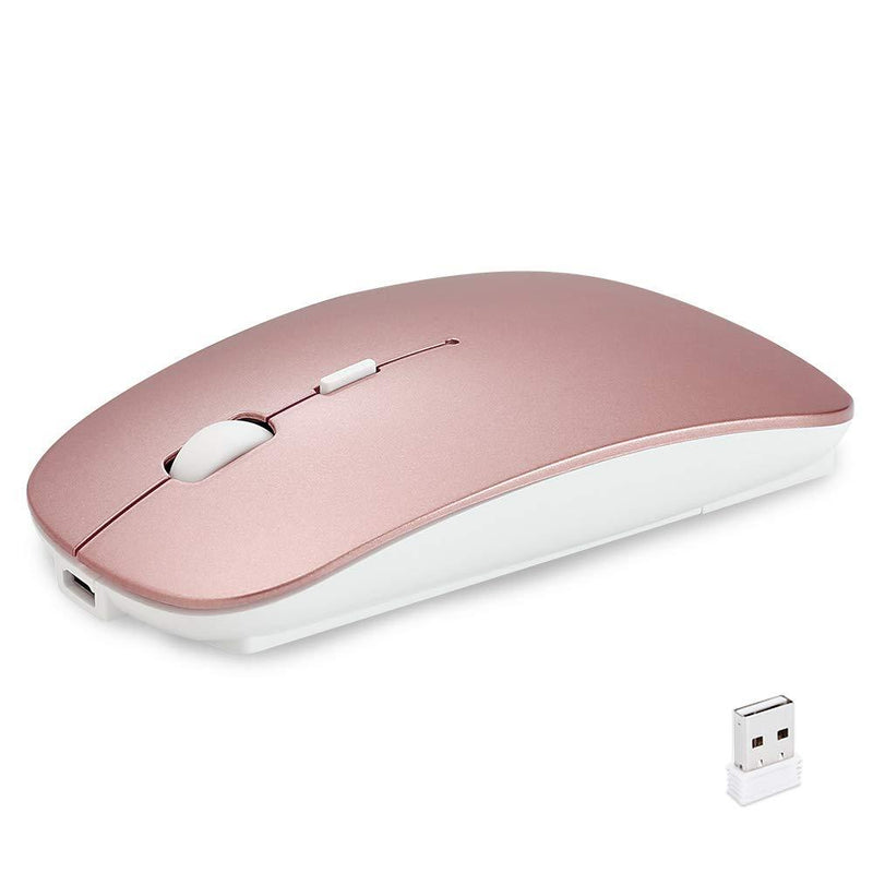 Ultra-Thin 2.4G Office Wireless Mouse Mute Charging Mouse Notebook Home Mouse with USB Receiver Compatible for Notebook, PC, Laptop, Computer, MacBook (Rose Gold) Rose Gold - LeoForward Australia