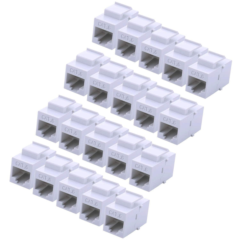  [AUSTRALIA] - RJ45 Keystone Coupler - 20Pack iGreely Cat6 Cat5e Cat5 Compatible 8P8C Ethernet Network Jack Insert Snap in Adapter Connector Port Inline Coupler for Wall Plate Outlet Panel-White RJ45-White