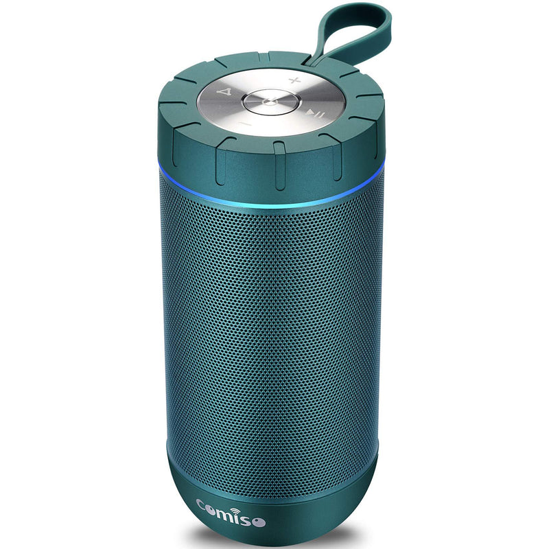 COMISO Waterproof Bluetooth Speakers Outdoor Wireless Portable Speaker with 24 Hours Playtime Superior Sound for Camping, Beach, Sports, Pool Party, Shower (Malachite Green) Malachite Green - LeoForward Australia
