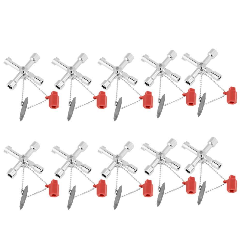 HEEPDD 10pcs 4-Way Multi-Functional Utilities Key 4 in 1 Service Utility Cross Triangle/Square Keys Multifunctional Universal Opening Key Wrenches Hand Tools - LeoForward Australia