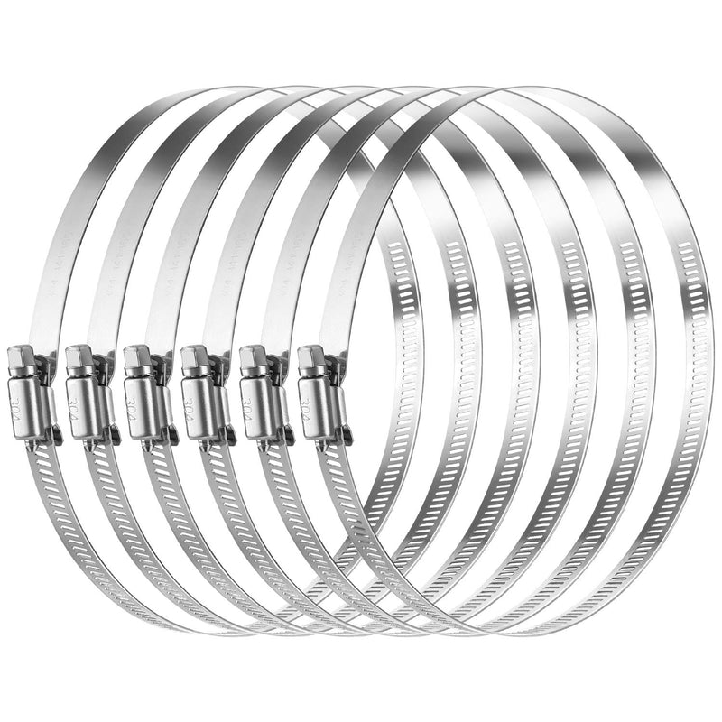  [AUSTRALIA] - MIAHART 6 inch Hose Clamp Adjustable 304 Stainless Steel Duct Clamps Worm Gear Adjustable 141mm-165mm Hose Clamp (Pack of 6) 6 inch (141-165MM)