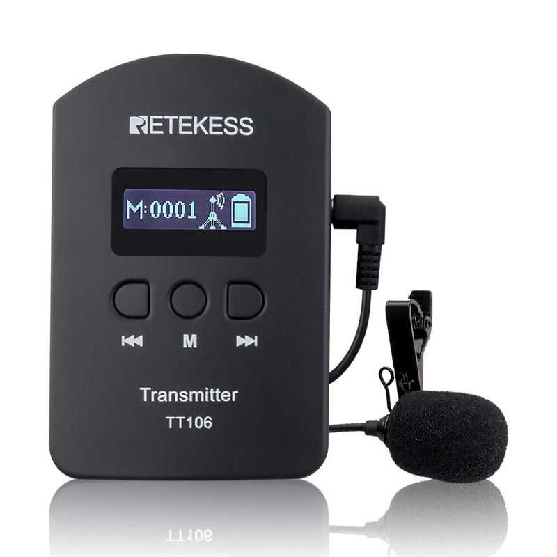  [AUSTRALIA] - Retekess TT106 Tour Guide Transmitter with Lavalier Microphone,9999 Channel,Church Translation System,Interpretation,Training,Court(1 Transmitter)