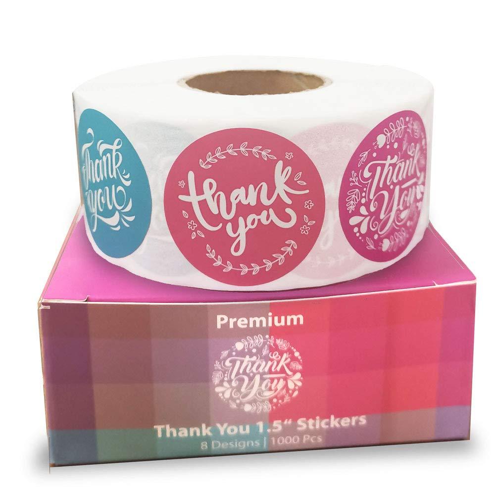 Thank You Sticker Roll of 1000 1.5 Inch 8 Designs Thank You Stickers Small Business Thank You Stickers Pink Thank You Stickers for Packaging Stickers Thank You Large Thank You Stickers - LeoForward Australia