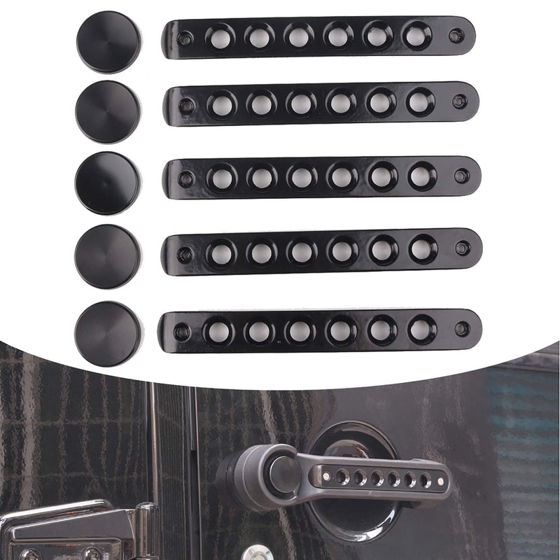 Kevariy Rear Door Decoration Grab Handle Inserts Cover+Push Button Knobs Cover Trim for 2007-2018 Wrangler JK & Unlimited (Black) Black - LeoForward Australia