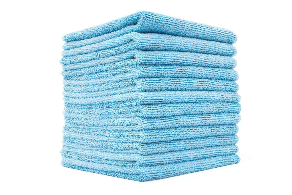  [AUSTRALIA] - The Rag Company (12 Pack) Premium 12 x 12 Microfiber Terry Towel, Light Blue