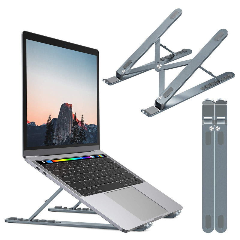  [AUSTRALIA] - Nulaxy Laptop Stand, Portable Computer Laptop Mount, Aluminum Laptop Riser with 6 Levels Height Adjustment, Fully Collapsible, Supports up to 44lbs (A-Space Gray) A-space Gray