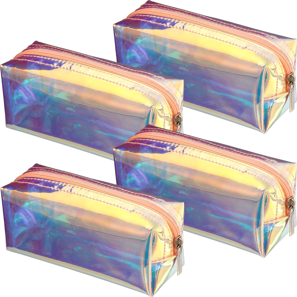 4 Pieces Holographic Makeup Bag Iridescent Cosmetic Pouch Cosmetic Bag Portable Waterproof Toiletries Bag for Women Girls - LeoForward Australia