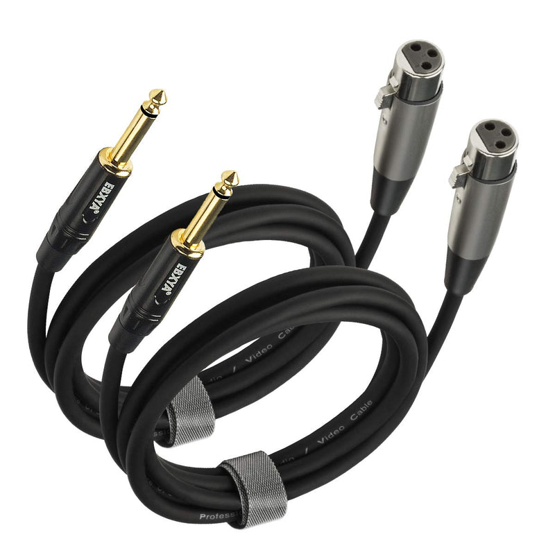  [AUSTRALIA] - EBXYA 1/4" TS to XLR Female Cable 6 Ft 2 Packs- Microphone to Guitar Mono Unbalanced Cable 2 Packs of TS to XLR Female 6 FT