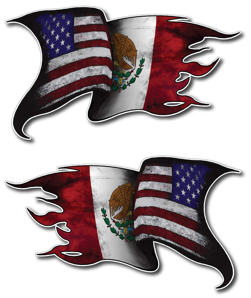  [AUSTRALIA] - Pack of 2 USA American Mexico Mexican Pride Country Flag Window Decal Bumper Sticker Car Truck SUV