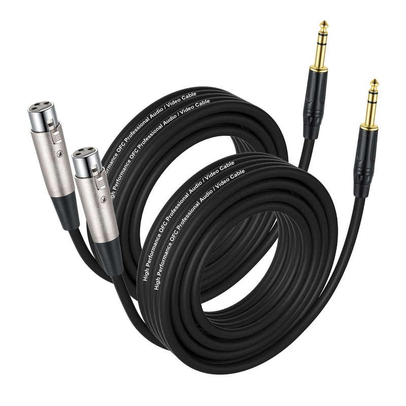  [AUSTRALIA] - EBXYA 1/4" TRS to XLR Balanced Mic Microphone Cable, XLR to 6.35 Jack, 2 Packs (2 Packs of 1/4 TRS to XLR Female 6FT) 6 Feet TRS to Female XLR Black&2 Packs