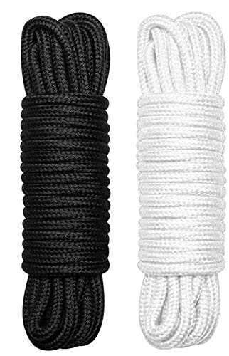  [AUSTRALIA] - Soft Cotton Rope-32 feet 10m Multi-Function Natural Durable Long Rope (Black White) Black white