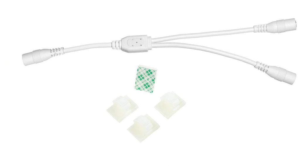 EShine 6 inch Power Splitter Cable - Female to Female/Female - for LED Under Cabinet Lighting with Wire Clips (White) White - LeoForward Australia