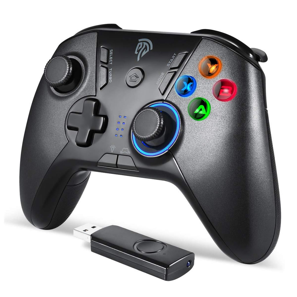  [AUSTRALIA] - EasySMX Wireless Gaming Controller for Windows PC/PS3/Android TV BOX, Dual Vibration Plug and Play Gamepad Joystick with 4 Customized Buttons, Battery Up to 14 Hours, Work Wired for Switch black