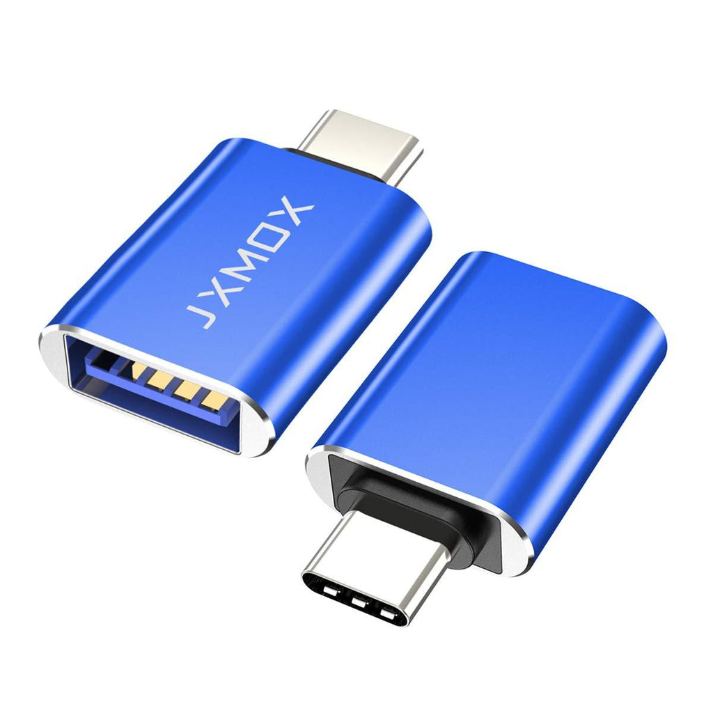  [AUSTRALIA] - USB C to USB Adapter [2-Pack], JXMOX Thunderbolt 3 to USB 3.0 OTG Adapter Compatible MacBook Pro,Chromebook,Pixelbook,Microsoft Surface Go,Galaxy S8 S9 S10 S20 Plus,Note 8 9,Pixel 2 3(Blue) Blue