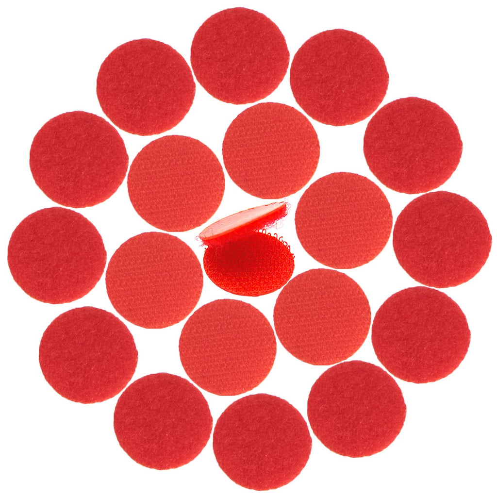  [AUSTRALIA] - 128 Pairs Dots 1 inch Round Self Adhesive Hook & Loop Sticky Back Tape Strips Fabric Fastener Light Weight Stronghold (Red) Red