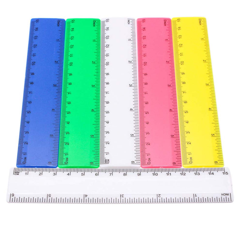  [AUSTRALIA] - 10 Pcs Colorful Plastic Straight Rulers with Inches and Metric Measuring Tool for Student School Office, 6 inch